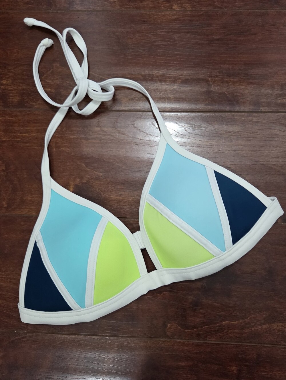 PINK Victoria's Secret Colorblock Geometric Halter Bikini Top Size Medium